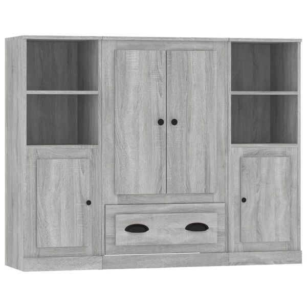 vidaXL Highboards 3 Stk. Grau Sonoma Holzwerkstoff