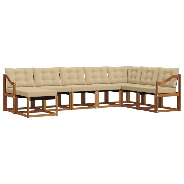 vidaXL Outdoor-Sofagarnitur mit Kissen 8 pcs Natur und Beige