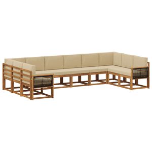 vidaXL Outdoor-Sofagarnitur 10 pcs Natur und Beige Massivholz Akazie