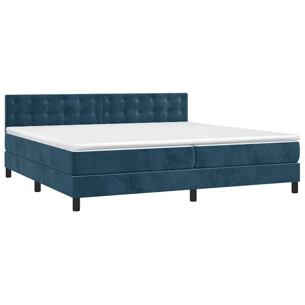 vidaXL Boxspringbett mit Matratze & LED Dunkelblau 200x200 cm Samt
