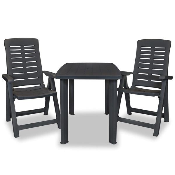 vidaXL 3-tlg. Bistro-Set Kunststoff Anthrazit