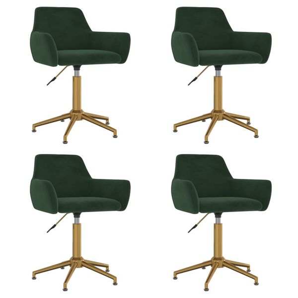 vidaXL Esszimmerst&uuml;hle 4 Stk. Drehbar Dunkelgr&uuml;n Samt