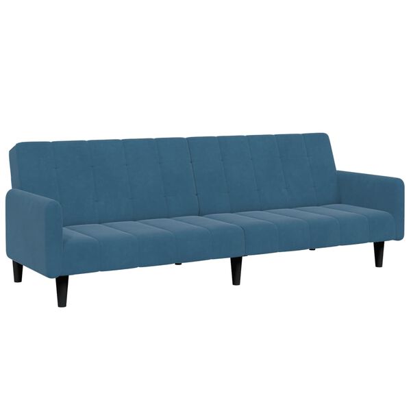 vidaXL Schlafsofa 2-Sitzer mit Fu&szlig;hocker Blau Samt