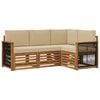 vidaXL Outdoor-Sofagarnitur 4 stk. Natur und Beige Polyester