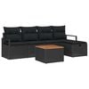 vidaXL Gartensofa-set mit Kissen 6 pcs Schwarz Poly-Rattan