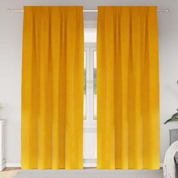 vidaXL Verdunkelungsvorh&auml;nge 2 pcs Senfgelb 140 x 225 cm Samt