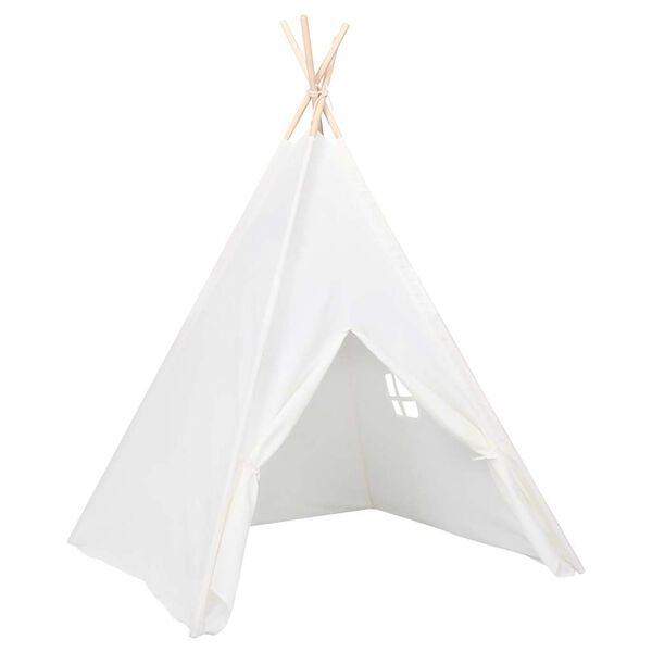 vidaXL Kinder Tipi-Zelt mit Tasche Pfirsichhaut Wei&szlig; 120x120x150 cm