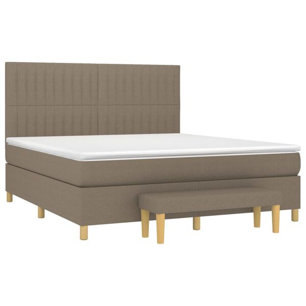 vidaXL Boxspringbett mit Matratze Taupe 160x200 cm Stoff