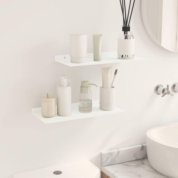 vidaXL Schwebendes Regal 2 pcs Wei&szlig; 40 x 18 x 2,5 cm Stahl