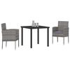 vidaXL Garten Essgruppe mit Kissen 3 pcs Grau Poly-Rattan