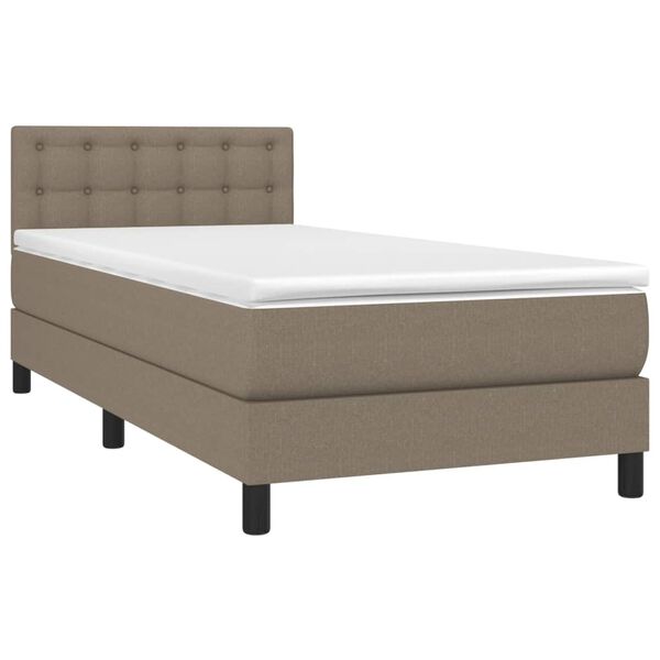 vidaXL Boxspringbett mit Matratze & LED Taupe 100x200 cm Stoff