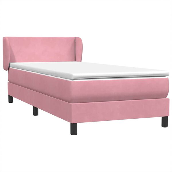 vidaXL Boxspringbett mit Matratze Rosa 100x210 cm Samt