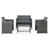 vidaXL 4-tlg. Garten-Lounge-Set mit Auflagen Poly Rattan Grau