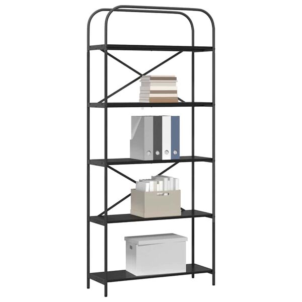 vidaXL B&uuml;cherregal Schwarz Eichen-Optik 80 x 30 x 183 cm Holzwerkstoff