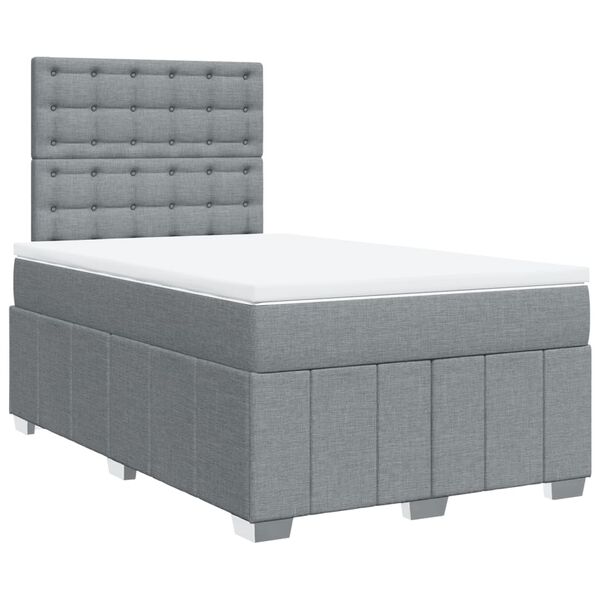 vidaXL Boxspringbett mit Matratze Hellgrau 120x190 cm Stoff