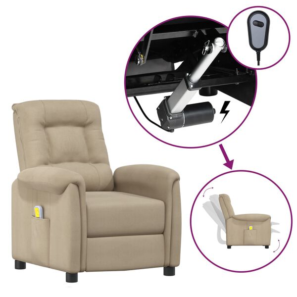 vidaXL Massagesessel mit Aufstehhilfe Hellgrau Mikrofasergewebe