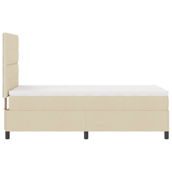 vidaXL Boxspringbett mit Matratze mit LED Creme 80 x 200 cm Stoff