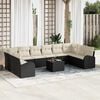 vidaXL Sofa Set mit Kissen 11 pcs Schwarz Polyrattan
