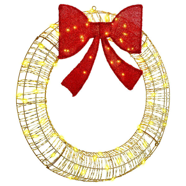 vidaXL Kranz mit 80 LEDs Warmwei&szlig; 91 x 91 x 9 cm PET