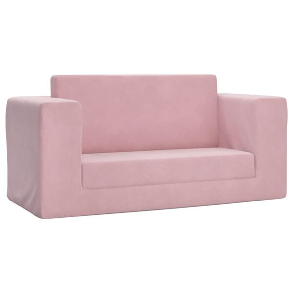vidaXL Kinder-Schlafsofa 2-Sitzer Rosa Weicher Pl&uuml;sch