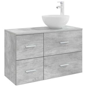 vidaXL Badezimmerm&ouml;bel-Set 2 pcs Betongrau Holzwerkstoff