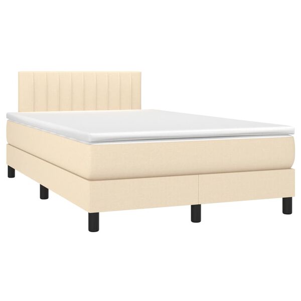 vidaXL Boxspringbett mit Matratze & LED Creme 120x200 cm Stoff