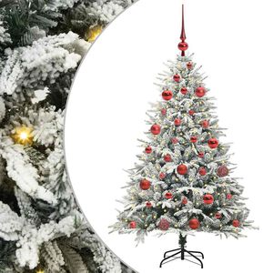 vidaXL K&uuml;nstlicher vorbeleuchteter Weihnachtsbaum mit Kugelset Gr&uuml;n