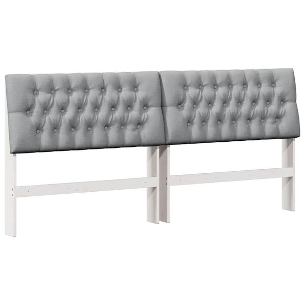 vidaXL Gepolstertes Kopfteil Hellgrau 200 cm Massives Kiefernholz