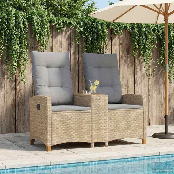 vidaXL Liegebank mit Tisch Beige und Hellgrau 126 x 65 x 112 cm