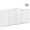 vidaXL Gabionen mit Hochbogen 3 Stk. 400x30x180/200cm Verzinktes Eisen