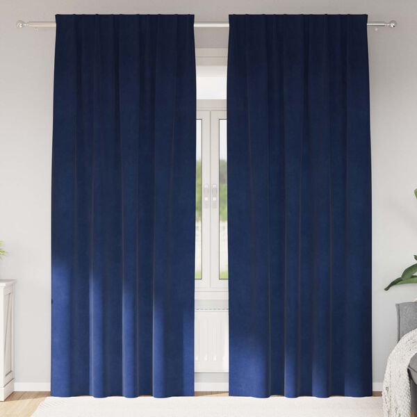 vidaXL Verdunkelungsvorh&auml;nge 2 pcs Dunkelblau 140 x 225 cm Samt