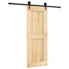 vidaXL Schiebet&uuml;r Nat&uuml;rlich und Schwarz 80 x 210 cm Massivkiefer