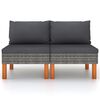 vidaXL Mittelsofas 2 Stk. Poly Rattan und Eukalyptus Massivholz