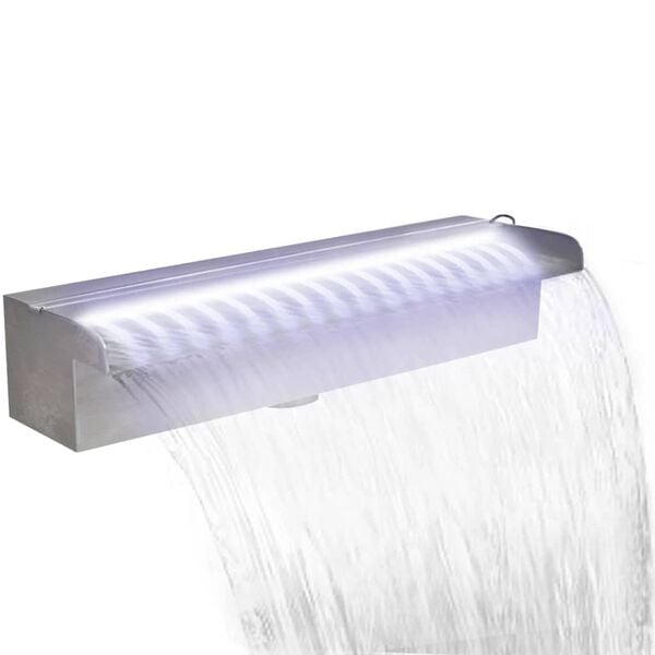 vidaXL Pool-Wasserfall Font&auml;ne mit LEDs Rechteckig Edelstahl 45 cm