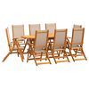 vidaXL 9-tlg. Garten-Essgruppe Massivholz Akazie und Textilene