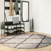vidaXL Teppich Shaggy Hochflor Modern Beige und Anthrazit &Oslash; 200 cm