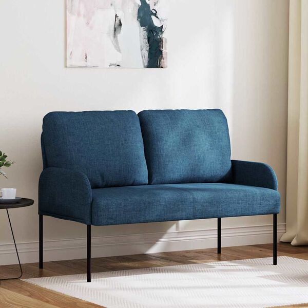 vidaXL Sofas mit Kissen 110cm Blau Sperrholz