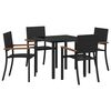 vidaXL Garten Essgruppe 5 pcs Schwarz Pulverbeschichteter Stahl