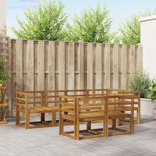 vidaXL Outdoor-Sofagarnitur mit Kissen 7 pcs Natur und Anthrazit