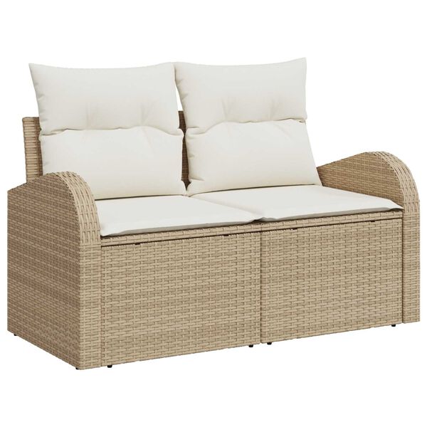 vidaXL Sofa Set mit Kissen 4 pcs Beige und Weiß Poly-Rattan