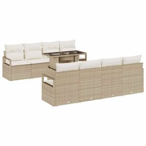 vidaXL Garten-Sofa-Set mit Speicher 9 pcs Beige Poly Rattan