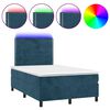 vidaXL Boxspringbett mit Matratze & LED Dunkelblau 120x200 cm Samt
