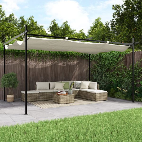 vidaXL Pergola mit Schiebedach Creme 395x292x230 cm