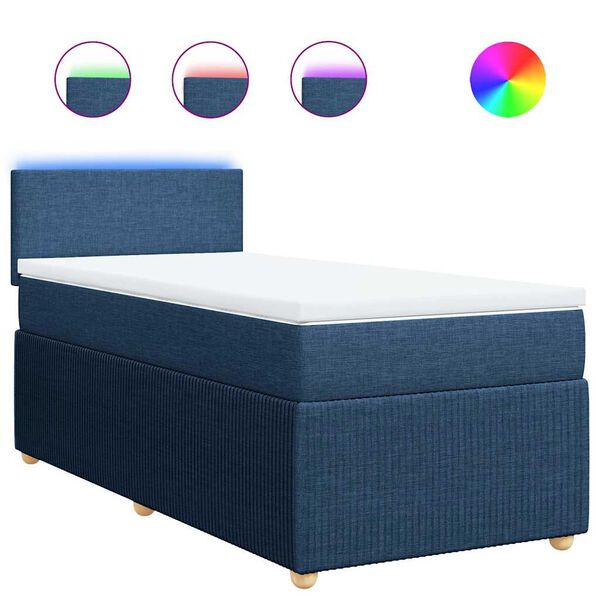 vidaXL Boxspringbett mit Matratze Blau 90x190 cm Stoff