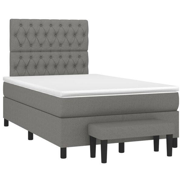 vidaXL Boxspringbett mit Matratze Dunkelgrau 120x190 cm Stoff