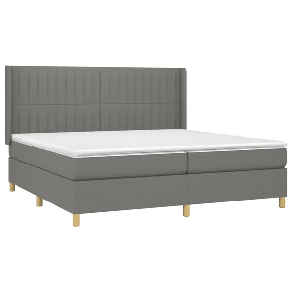 vidaXL Boxspringbett mit Matratze & LED Dunkelgrau 200x200 cm Stoff