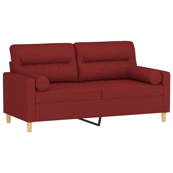 vidaXL 2-Sitzer-Sofa mit Kissen Weinrot 140 cm Stoff
