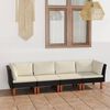 vidaXL 4-Sitzer-Gartensofa mit Kissen Schwarz Poly Rattan