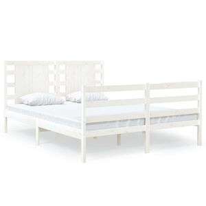 vidaXL Massivholzbett ohne Matratze Wei&szlig; 120x190 cm Kiefernholz