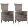 vidaXL Gartenst&uuml;hle 2 Stk. mit Auflagen Poly Rattan Grau